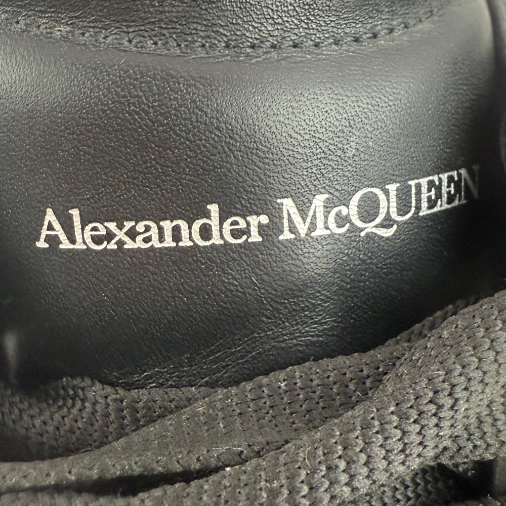 ALEXANDER McQUEEN Black Leather Court Trainers Size 6 LHQ1360