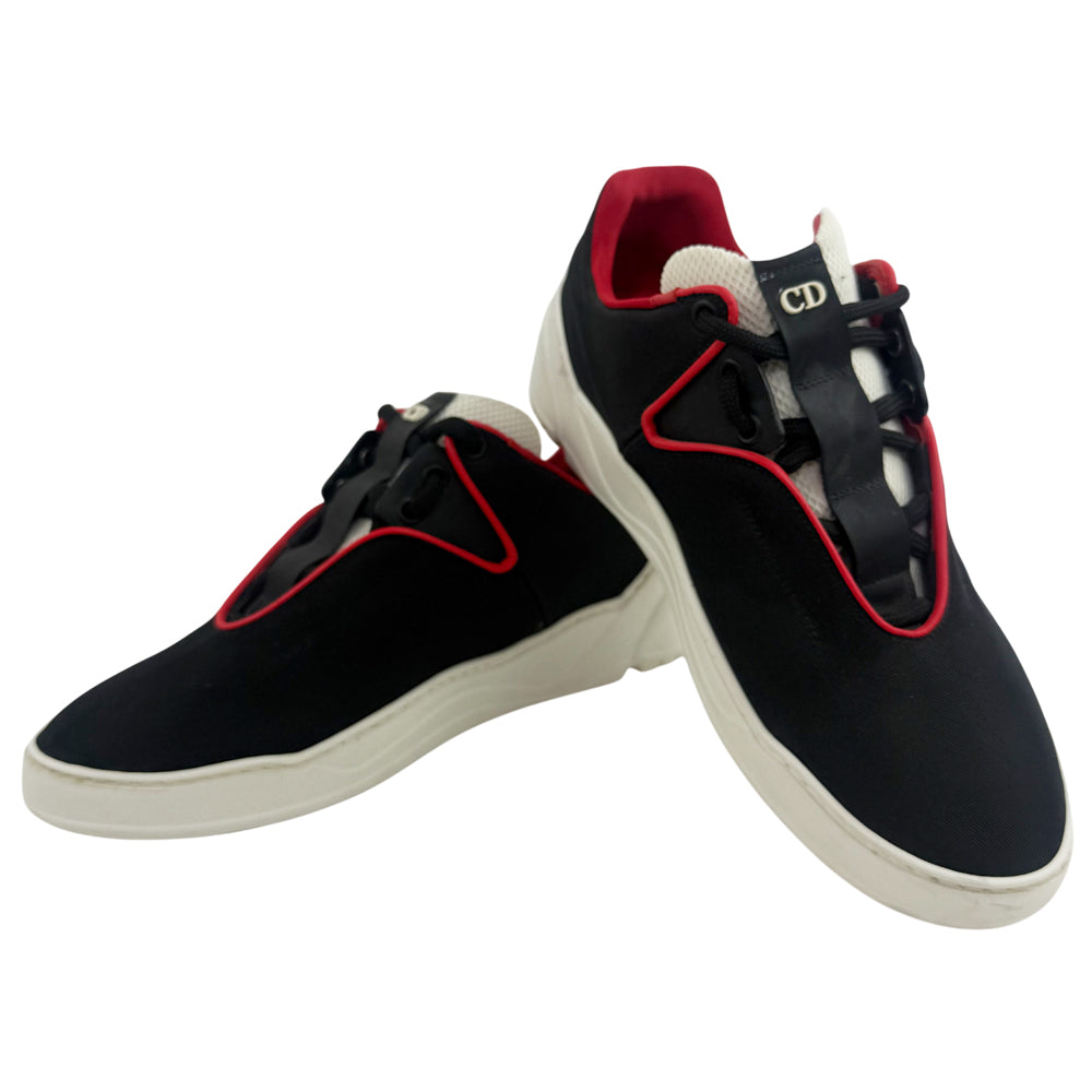 CHRISTIAN DIOR B17 Black & Red Canvas Trainers Size 6 LHQ1364