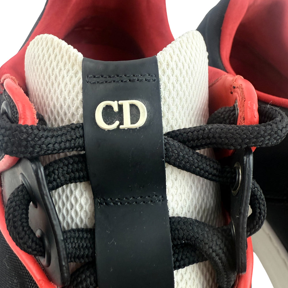 CHRISTIAN DIOR B17 Black & Red Canvas Trainers Size 6 LHQ1364