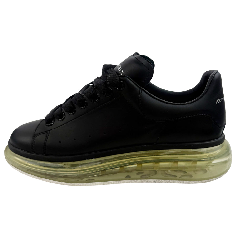 ALEXANDER McQUEEN Black Leather Clear Sole Trainers Size 6 LHQ1368