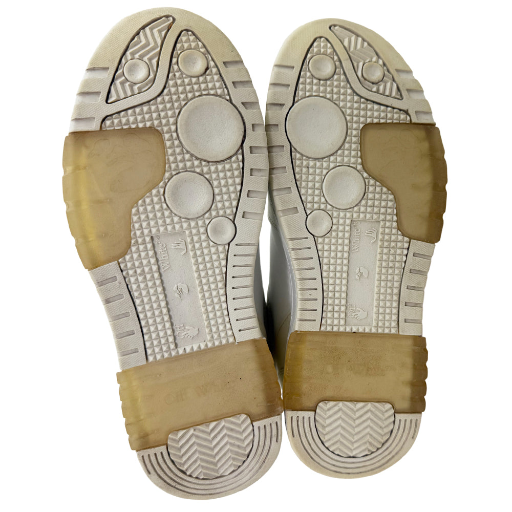 OFF WHITE Out Of Office Cream & Beige Leather Trainers Size 7 LHQ1370