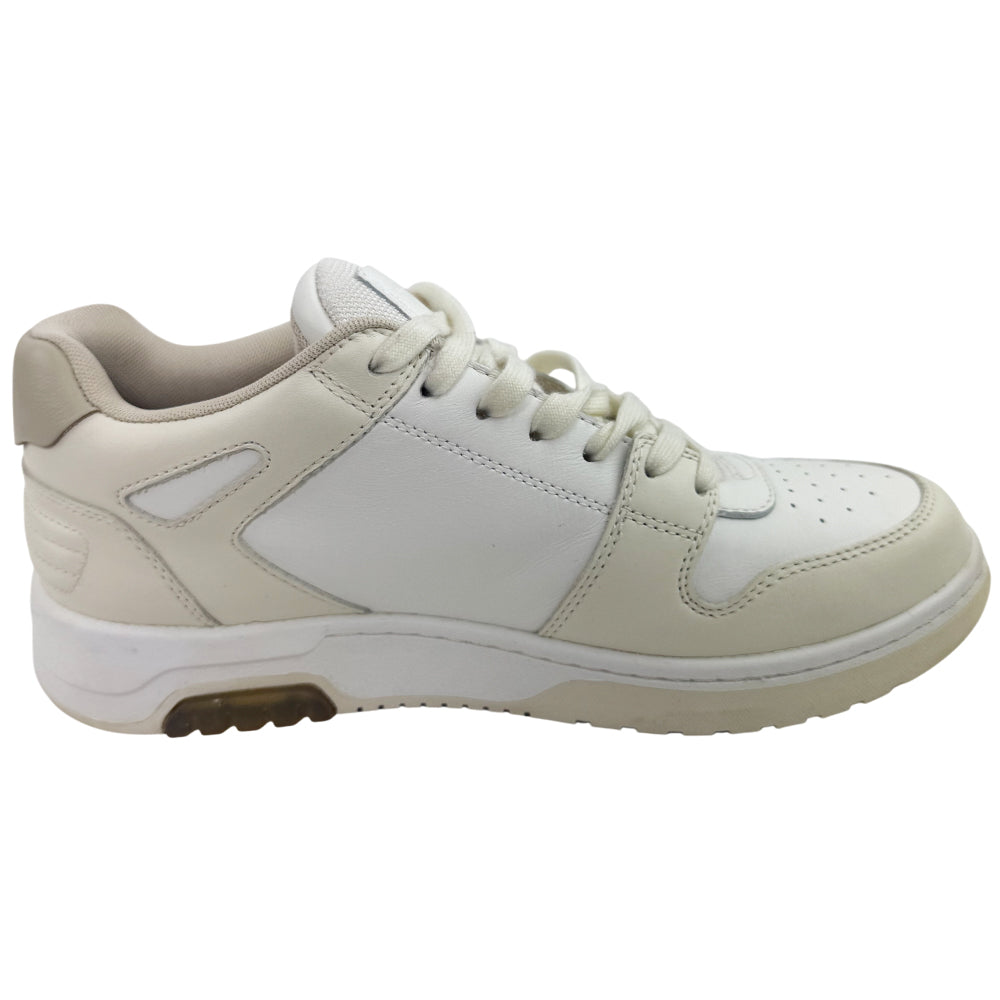 OFF WHITE Out Of Office Cream & Beige Leather Trainers Size 7 LHQ1370