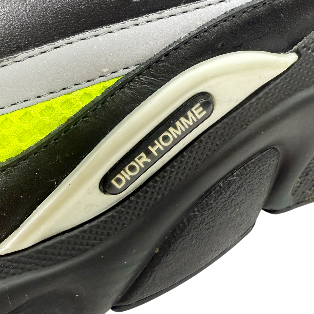 CHRISTIAN DIOR B22 Black & Yellow Canvas Trainers Size 7 LHQ1373
