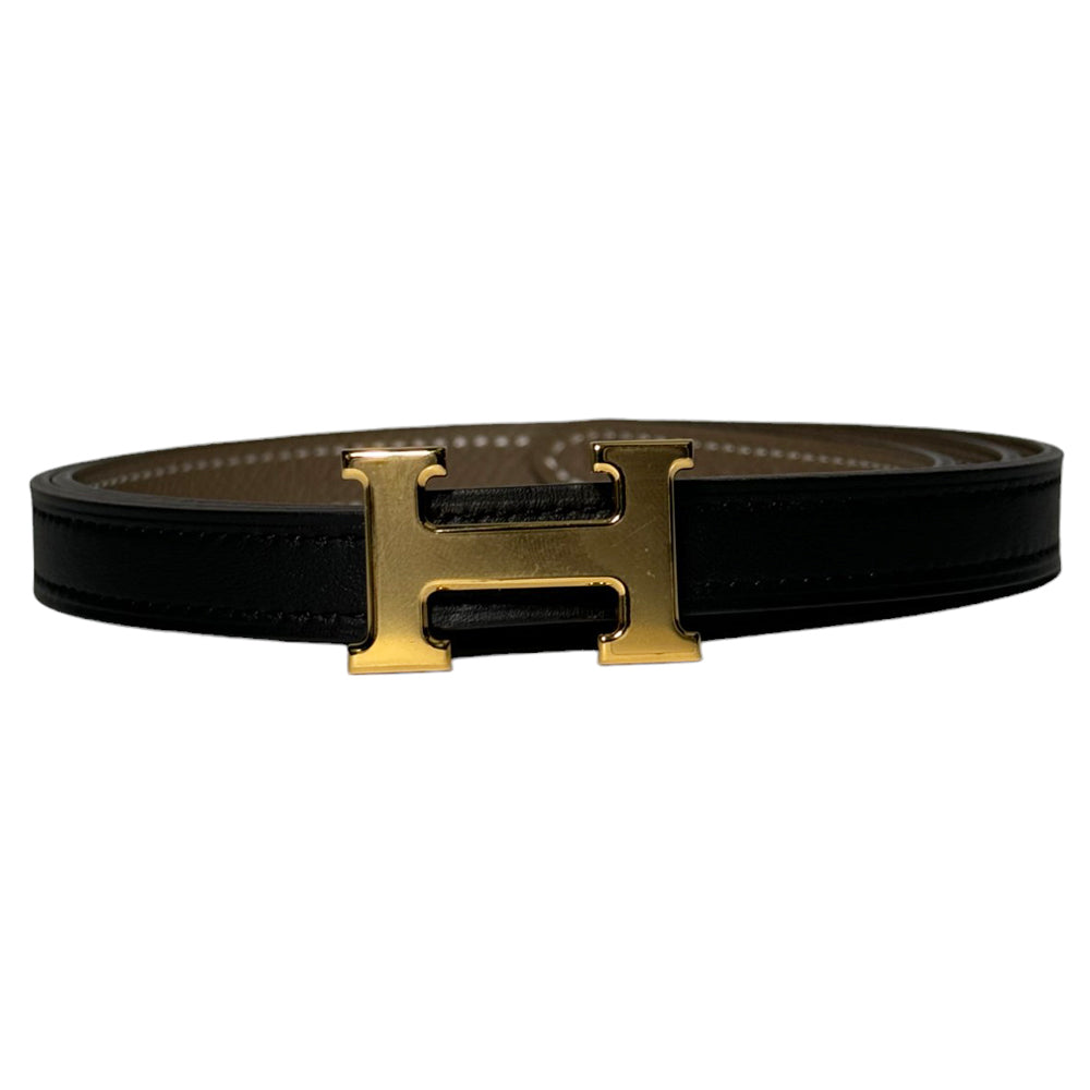 HERMES Ladies Reversible Belt Black Brown Size 75 LHQ139