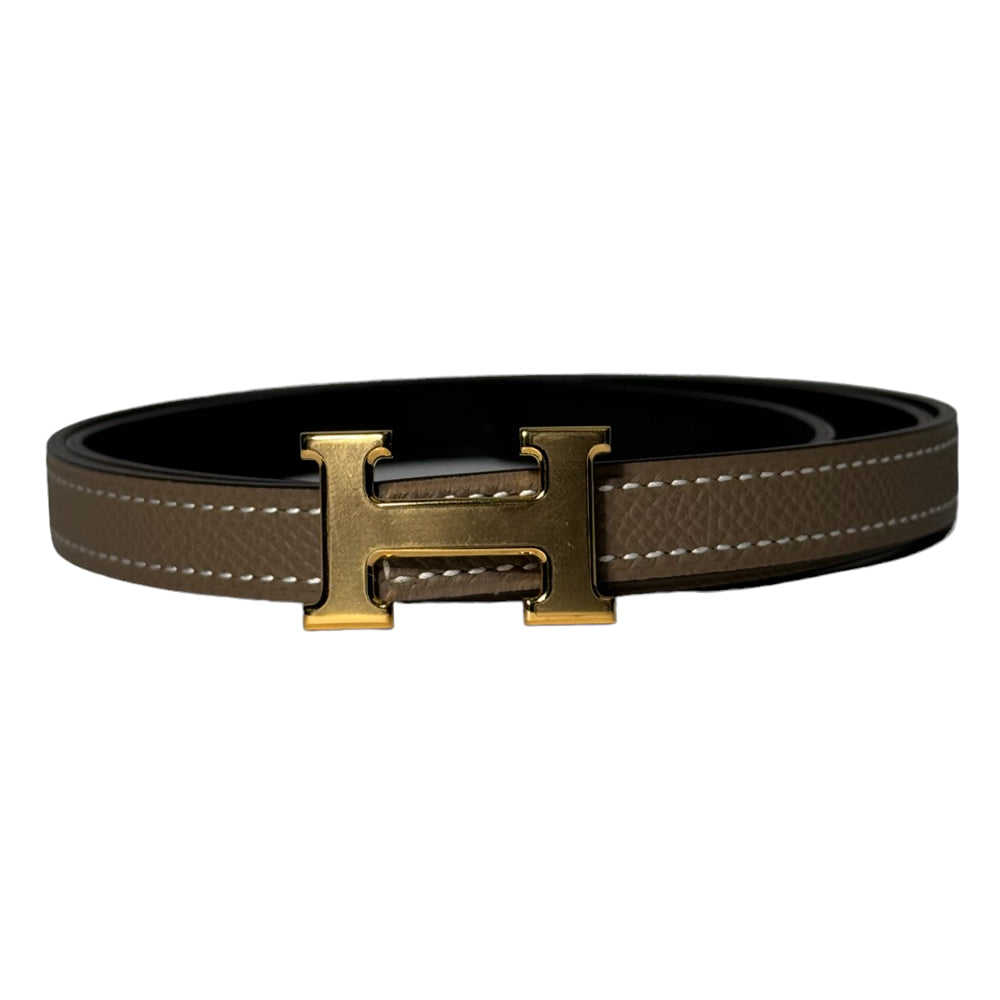 HERMES Ladies Reversible Belt Black Brown Size 75 LHQ139