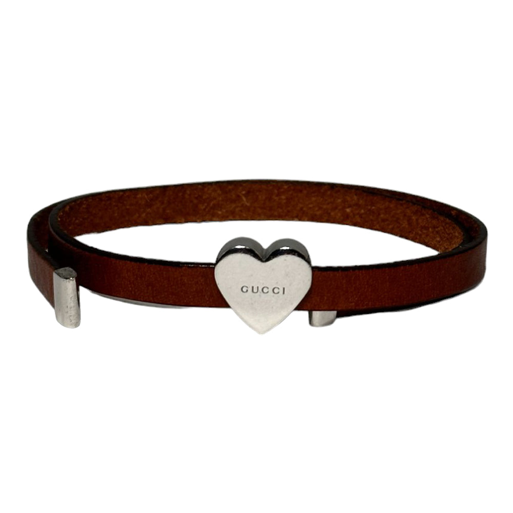 GUCCI Bracciale donna a cuore in pelle e argento LHQ140