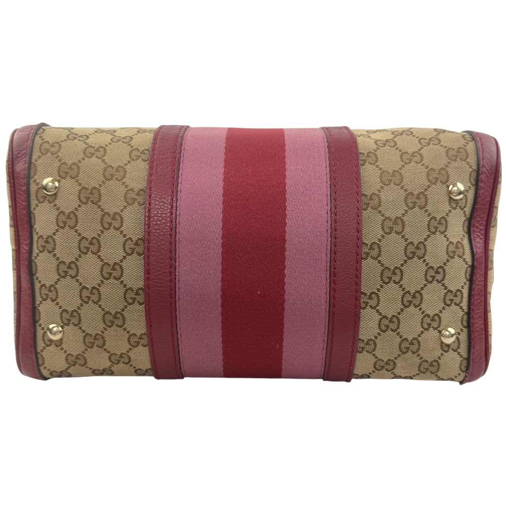 GUCCI Sherry Line GG Supreme Pink Boston Shoulder Bag With Strap LHQ1405