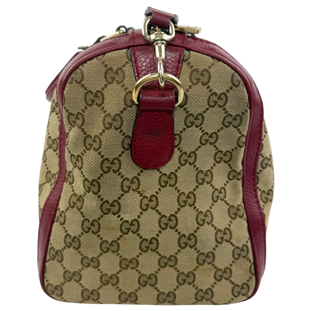 GUCCI Sherry Line GG Supreme Pink Boston Shoulder Bag With Strap LHQ1405