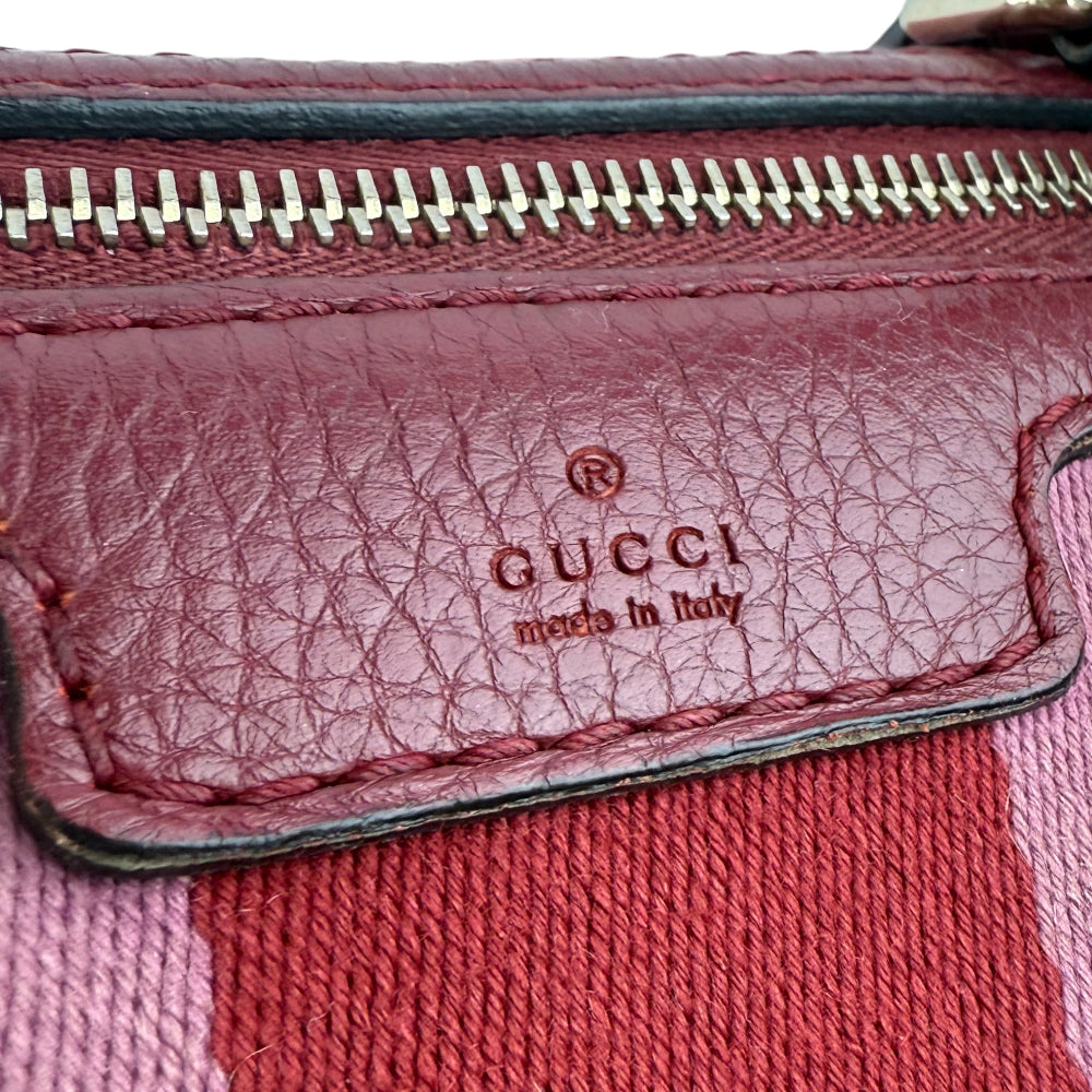 GUCCI Sherry Line GG Supreme Pink Boston Shoulder Bag With Strap LHQ1405