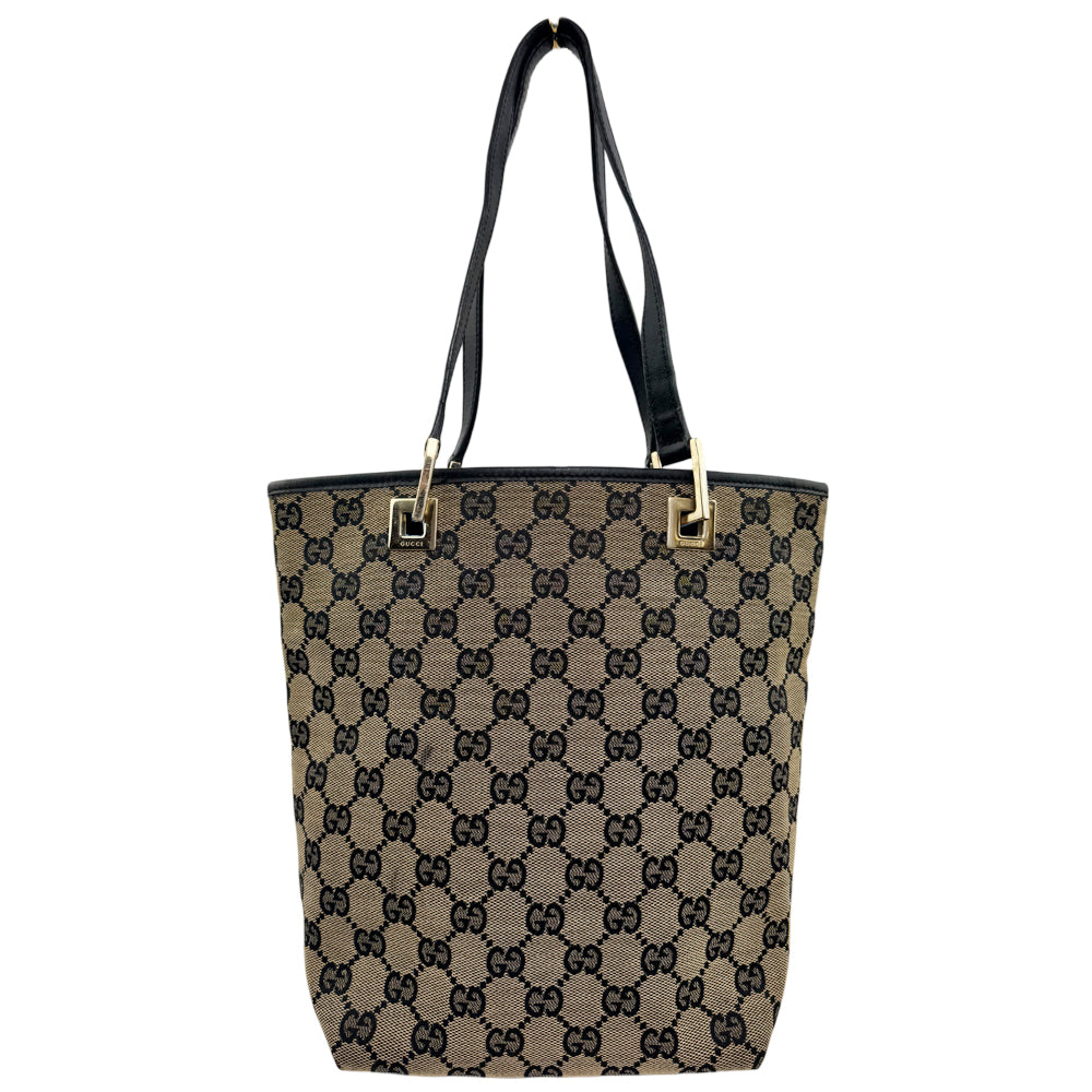 GUCCI GG Canvas Shoulder Tote Bag Canvas & Black LHQ1406