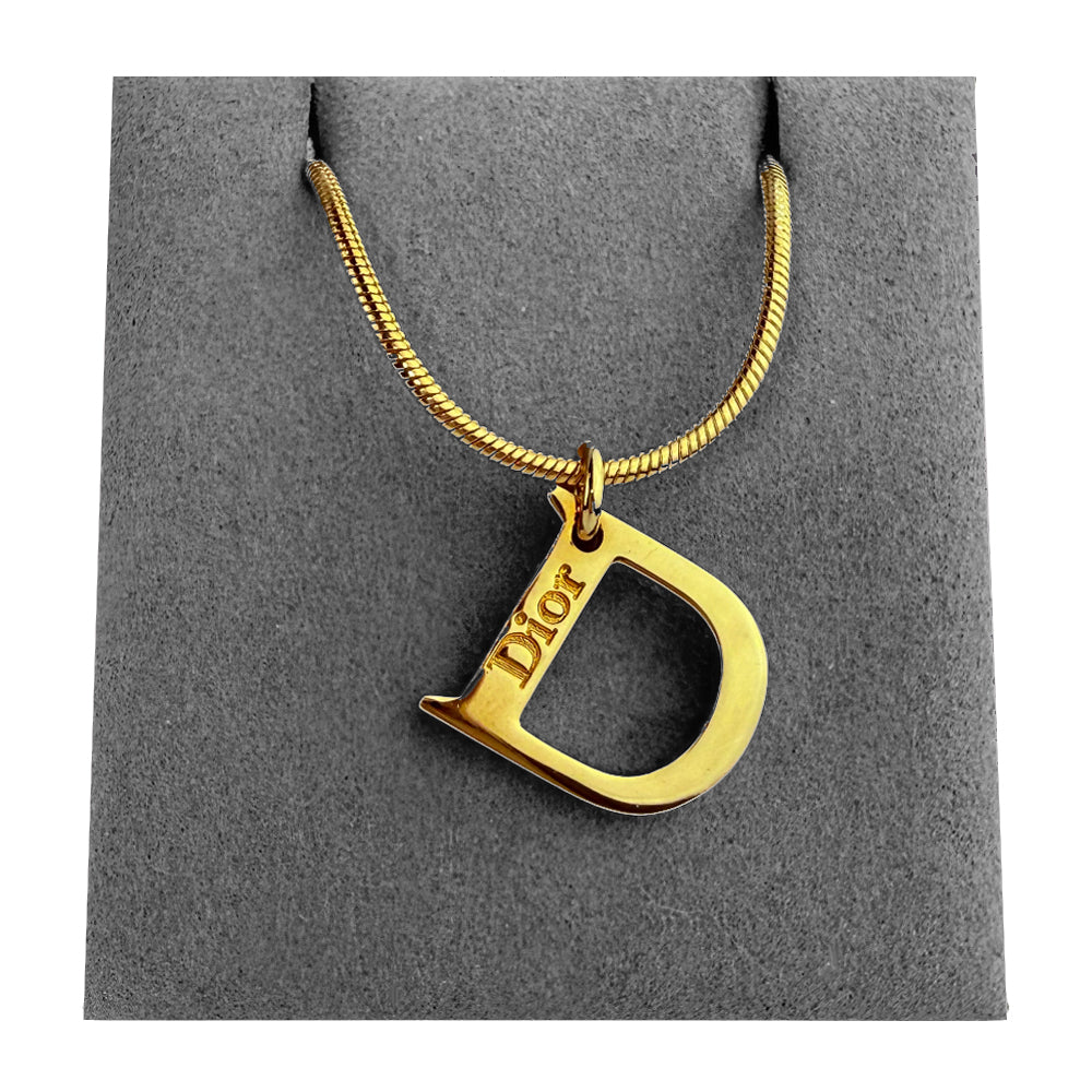 CHRISTIAN DIOR D Gold Necklace LHQ1407