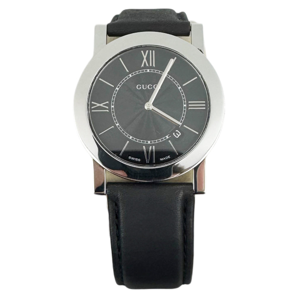 GUCCI Mens Silver & Black Watch LHQ1423
