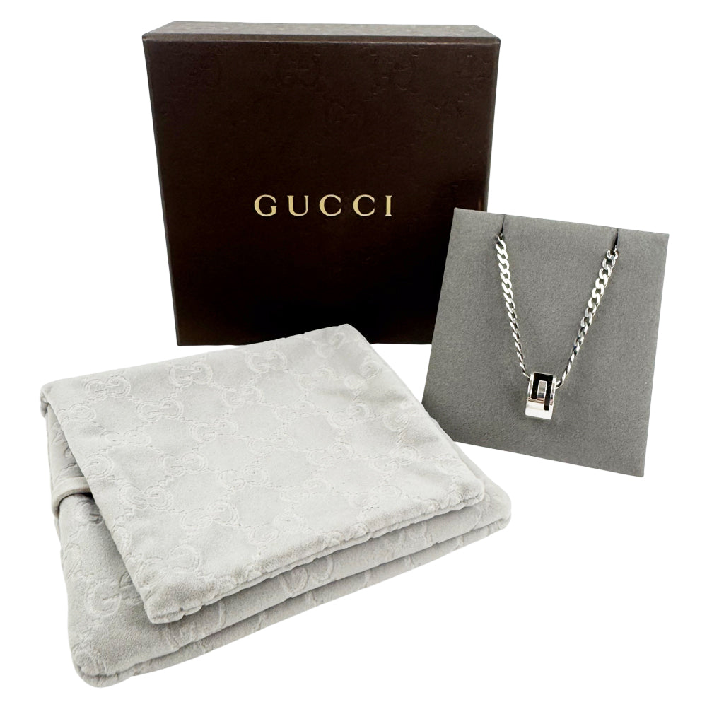 GUCCI Cutout G Pendant Silver 925 Necklace LHQ1425
