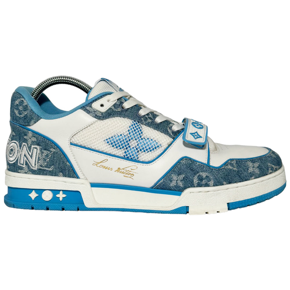 LOUIS VUITTON LV - Scarpe da ginnastica con cinturino in denim blu Taglia 10 UK LHQ144