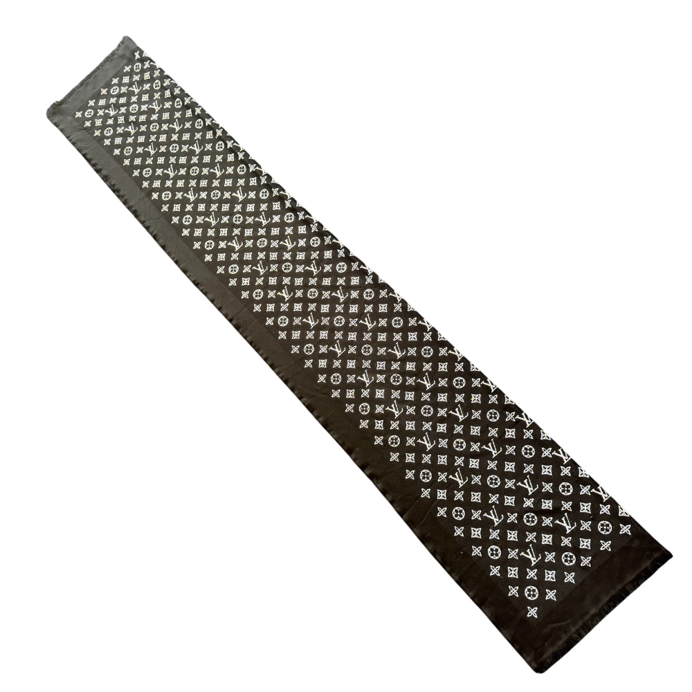 LOUIS VUITTON Monogram Black/Silver Shine scarf LHQ1440