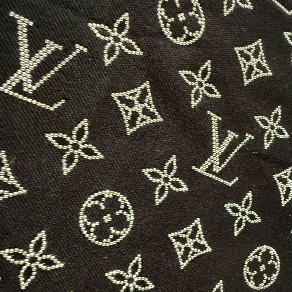 LOUIS VUITTON Monogram Black/Silver Shine scarf LHQ1440