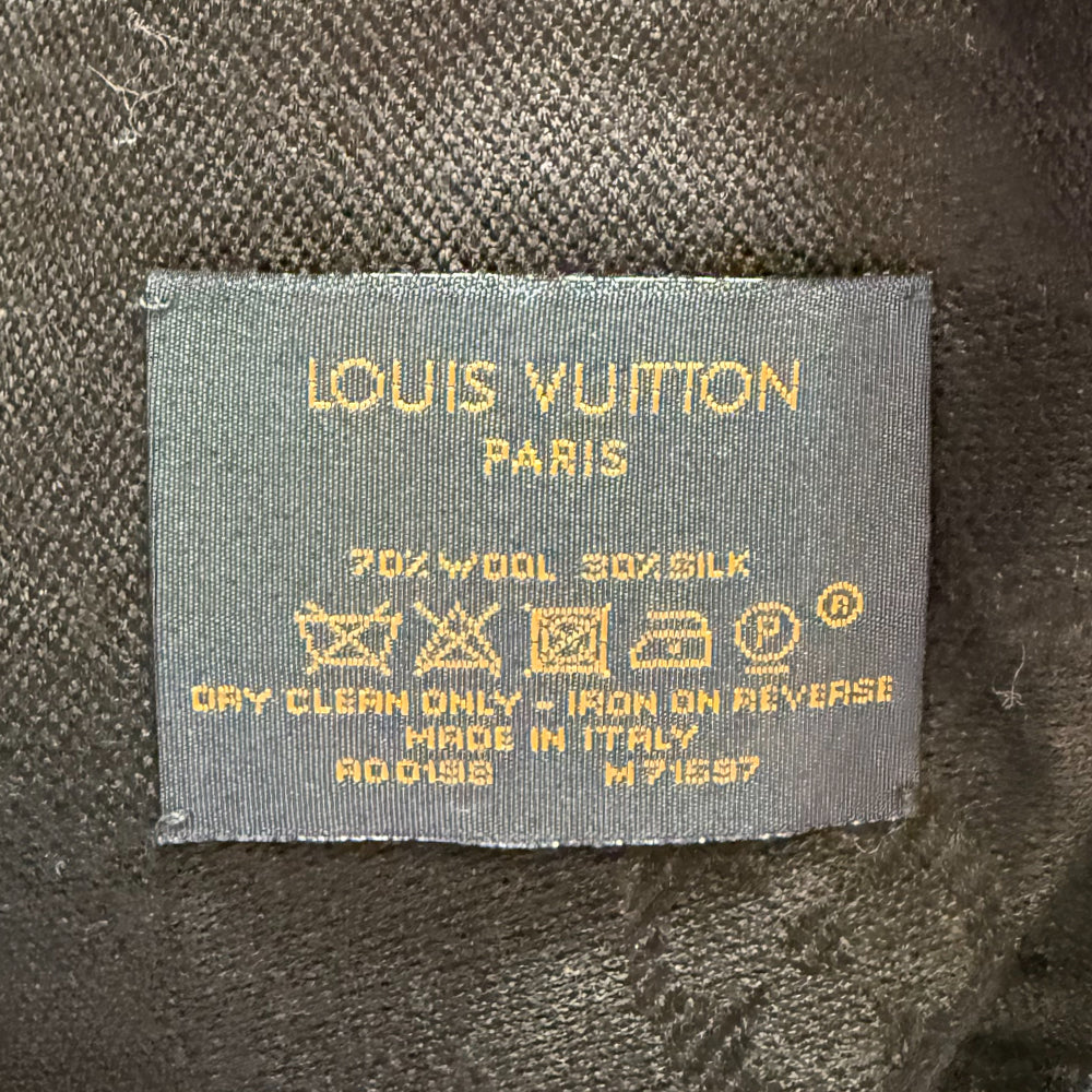 LOUIS VUITTON Monogram Black/Silver Shine scarf LHQ1440