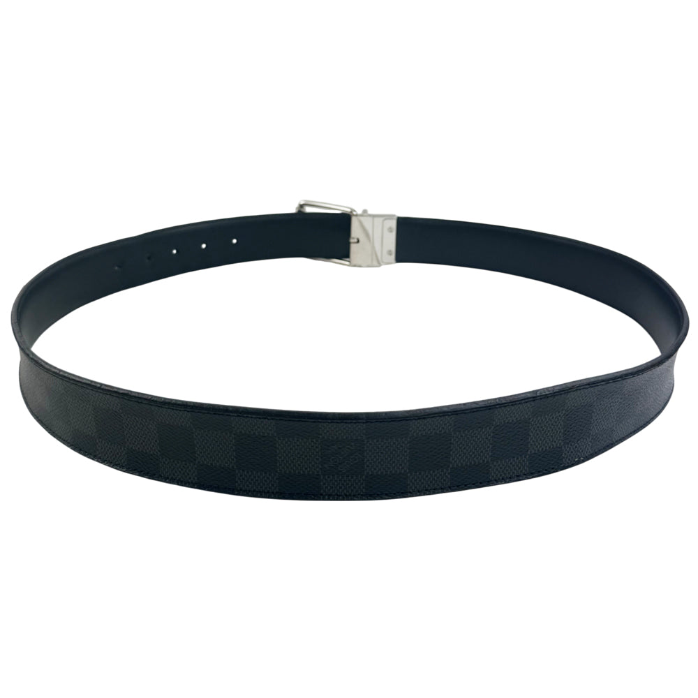 LOUIS VUITTON Damier Graphite Reversible Santur Mens Belt Size 36" LHQ1442