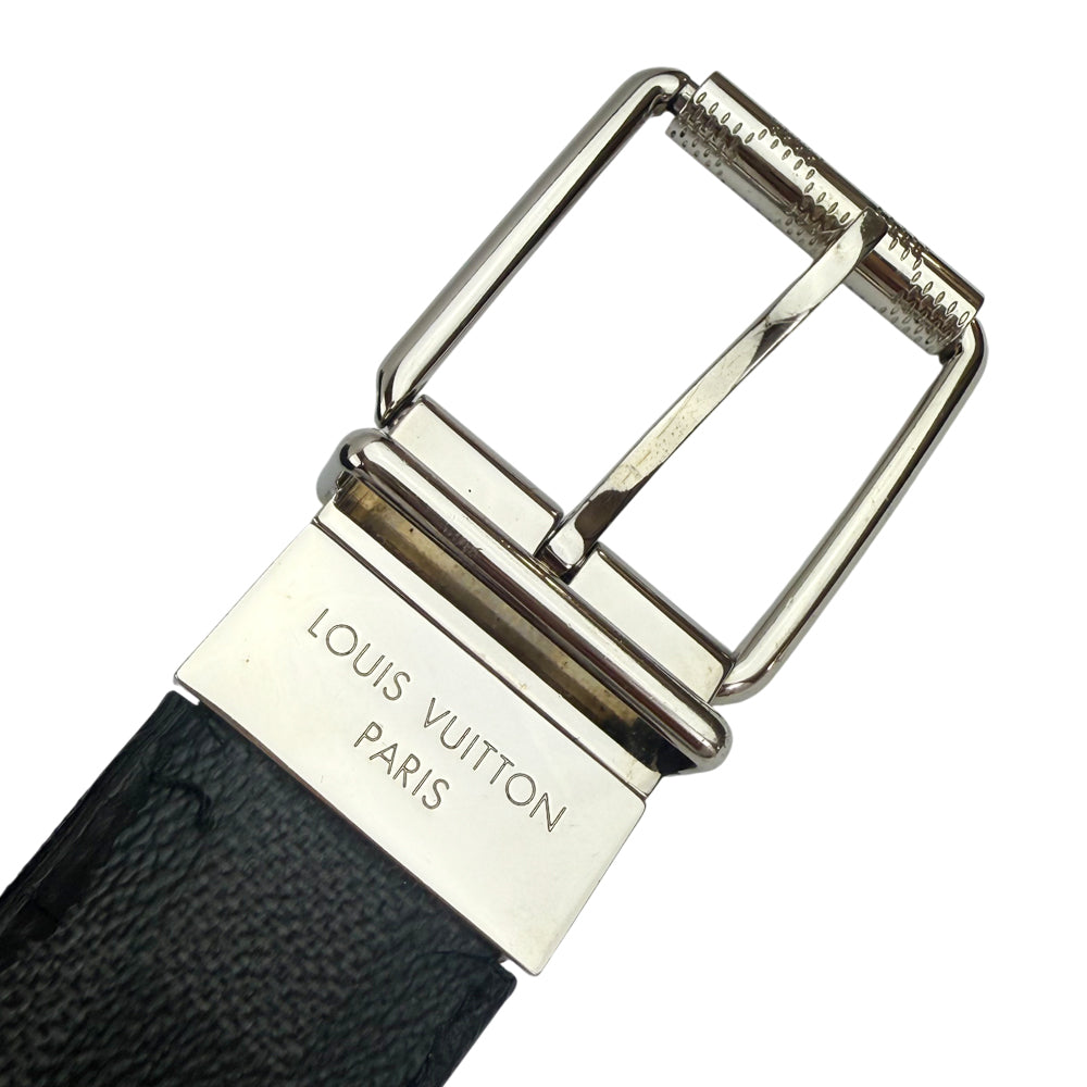 LOUIS VUITTON Damier Graphite Reversible Santur Mens Belt Size 36" LHQ1442