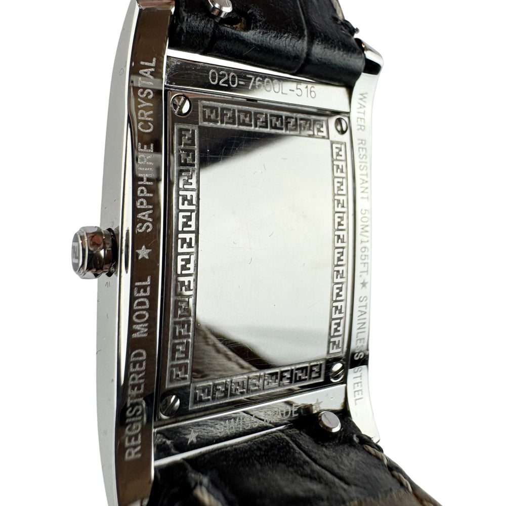 FENDI Ladies Turnface Pearl & Crystal Silver Watch LHQ1443