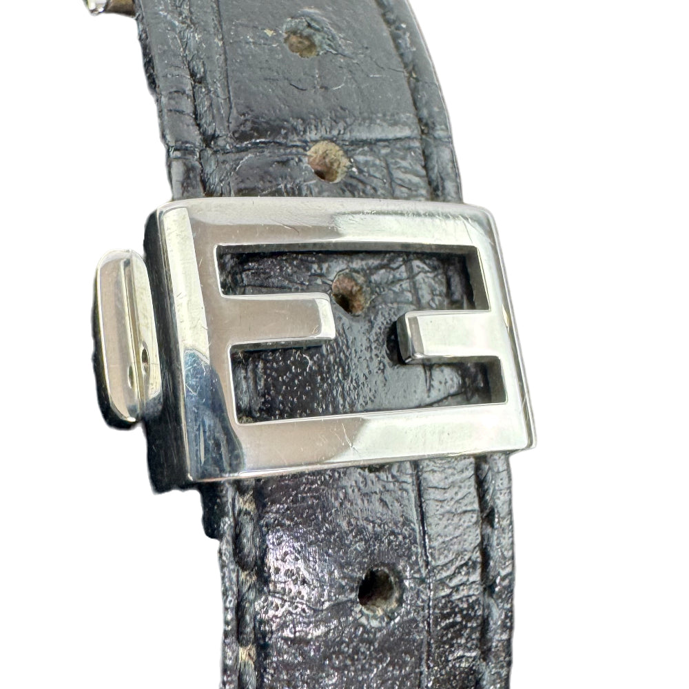 FENDI Ladies Turnface Pearl & Crystal Silver Watch LHQ1443