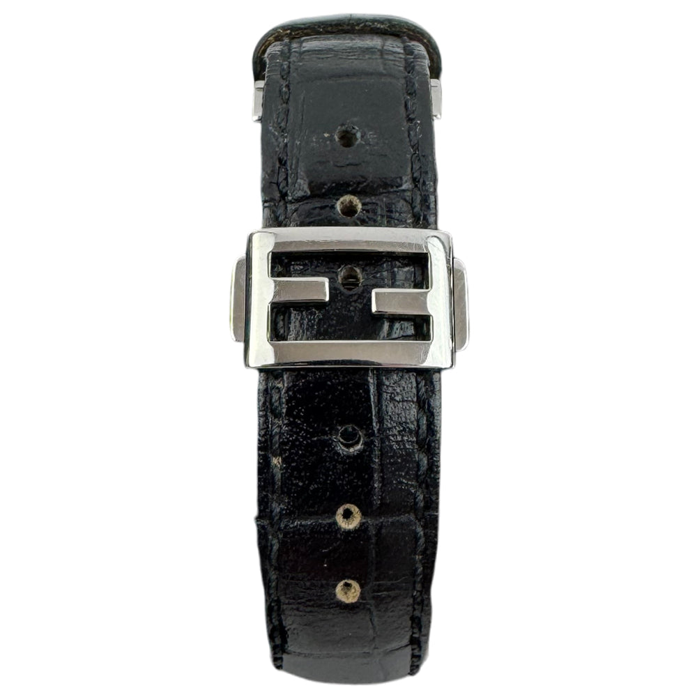 FENDI Ladies Turnface Pearl & Crystal Silver Watch LHQ1443