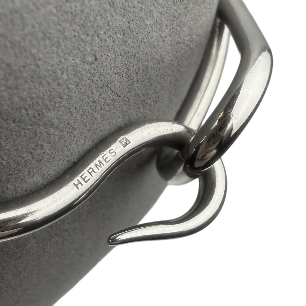 HERMES Hook Silver & Leather Bracelet LHQ1445