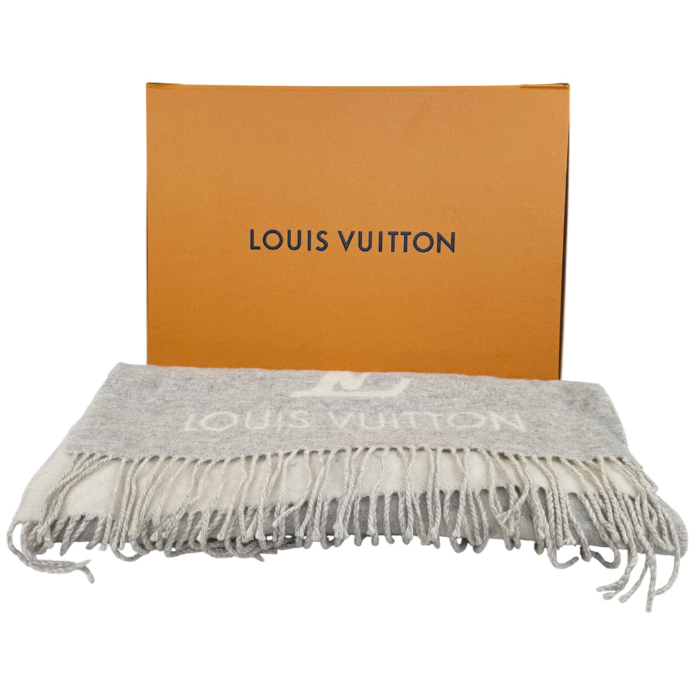 LOUIS VUITTON LV Reykjavik Grey Cashmere Scarf LHQ1446