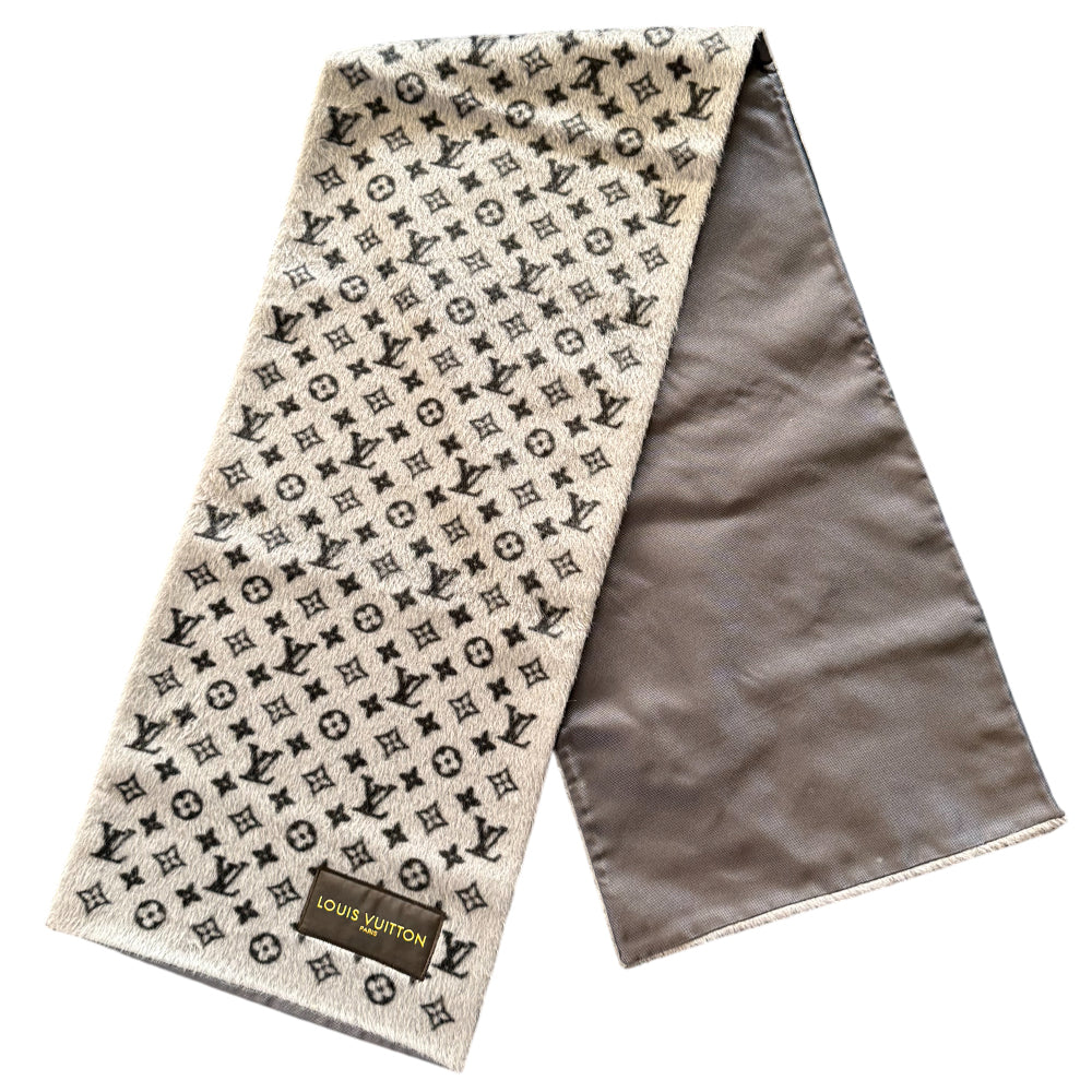 LOUIS VUITTON Grey Alpaca Monogram Scarf LHQ1453