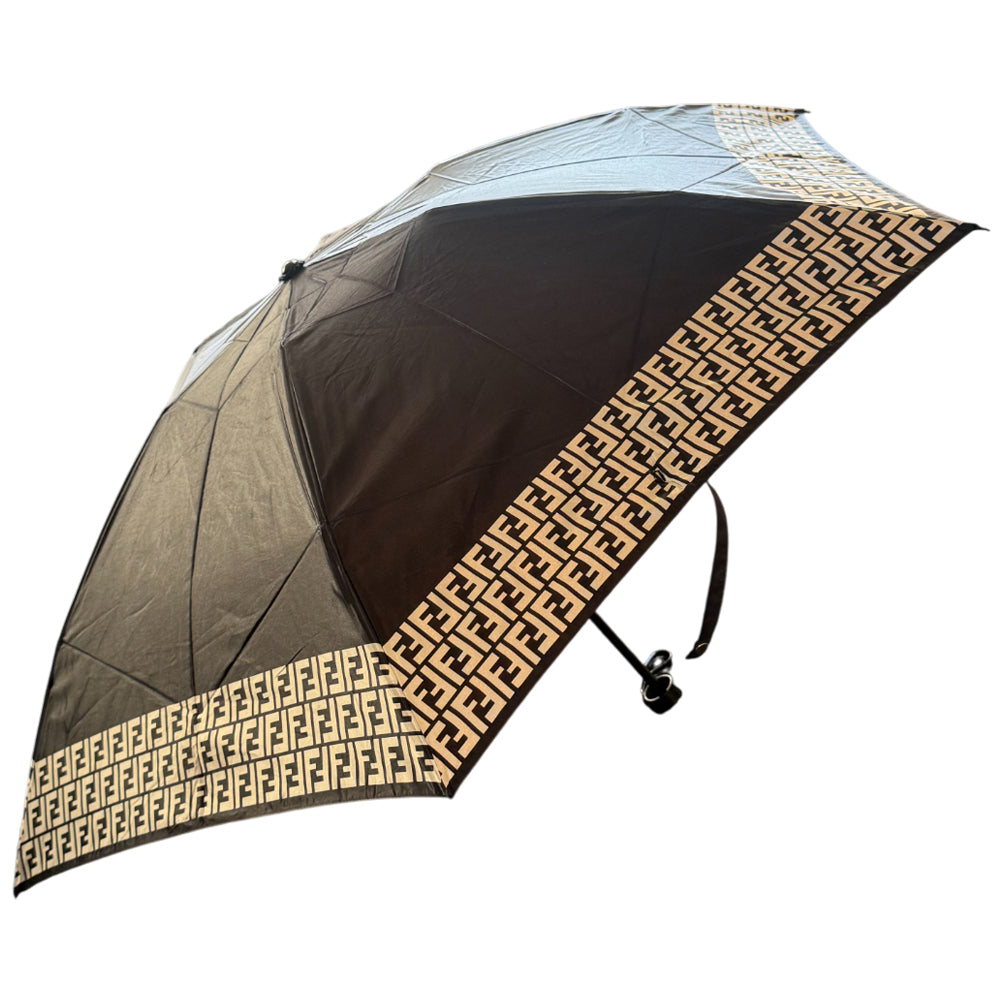 FENDI Black FF Zucca Folding Umbrella LHQ1454