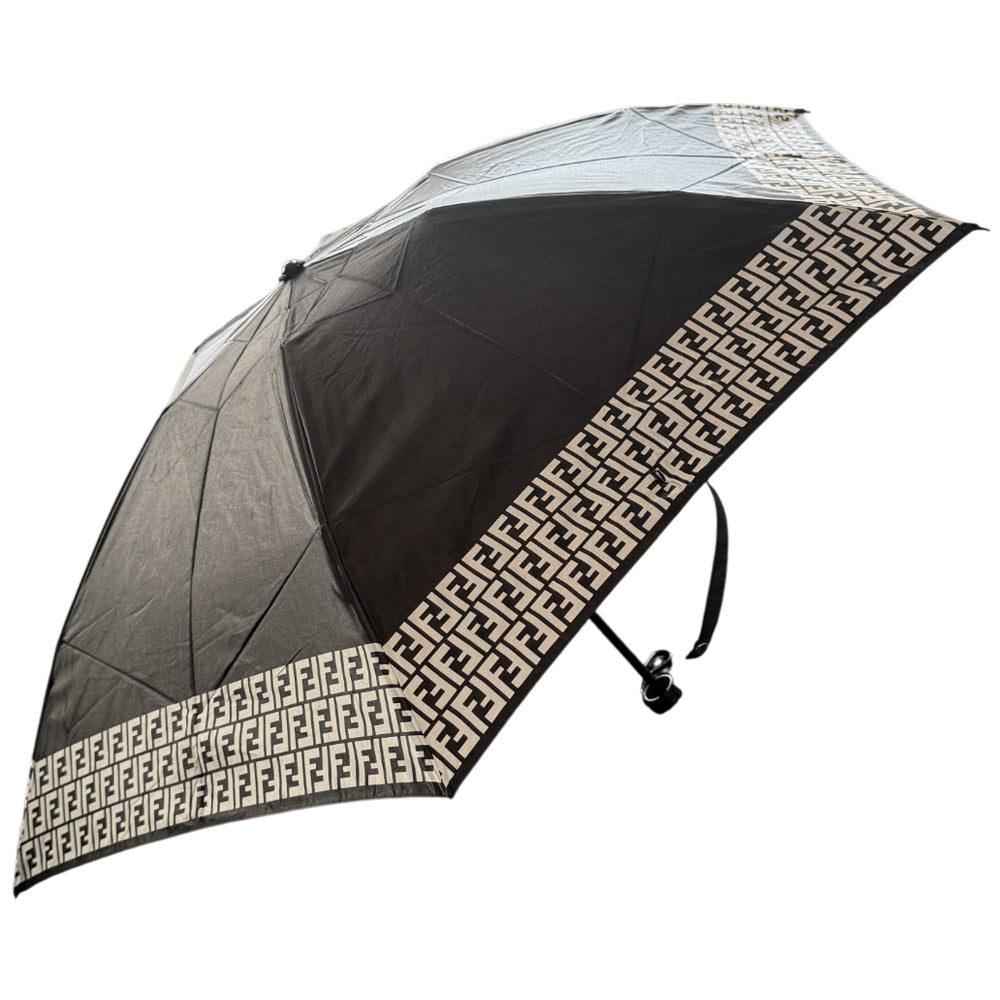 FENDI Black FF Zucca Folding Umbrella LHQ1454