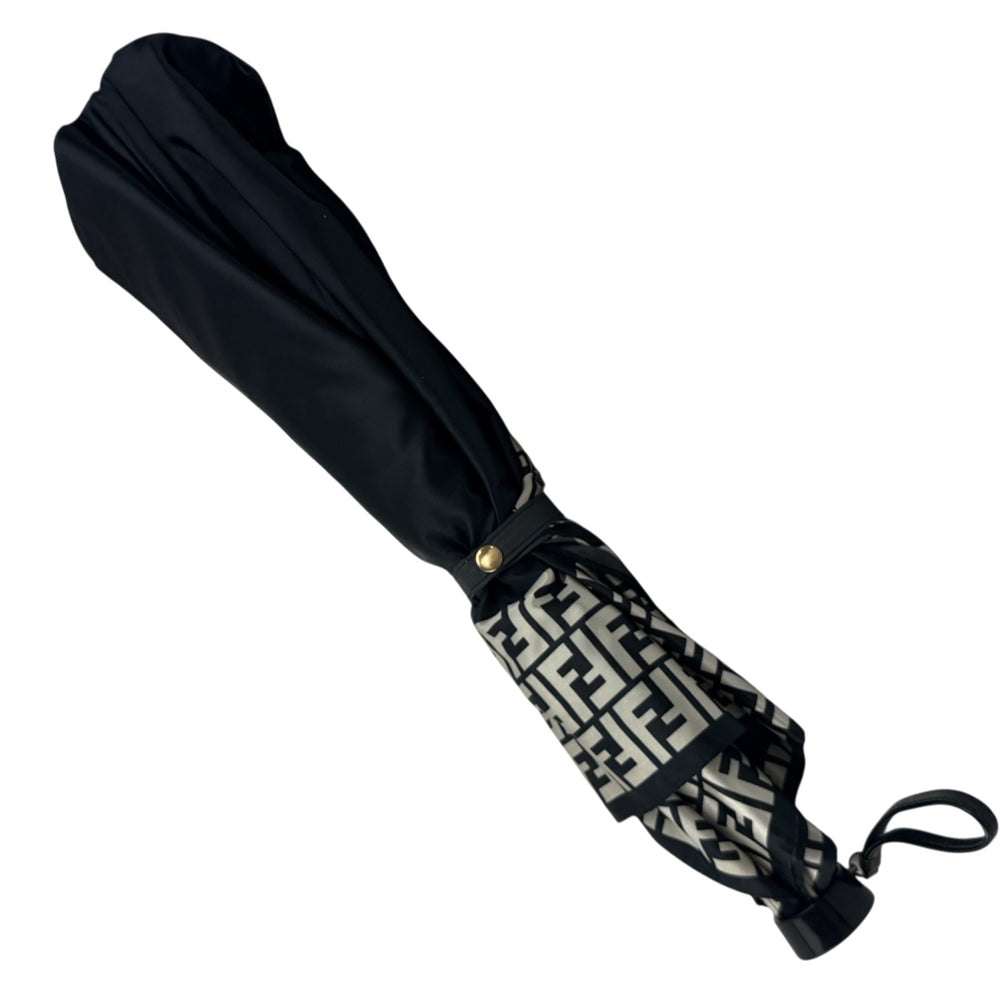FENDI Black FF Zucca Folding Umbrella LHQ1454