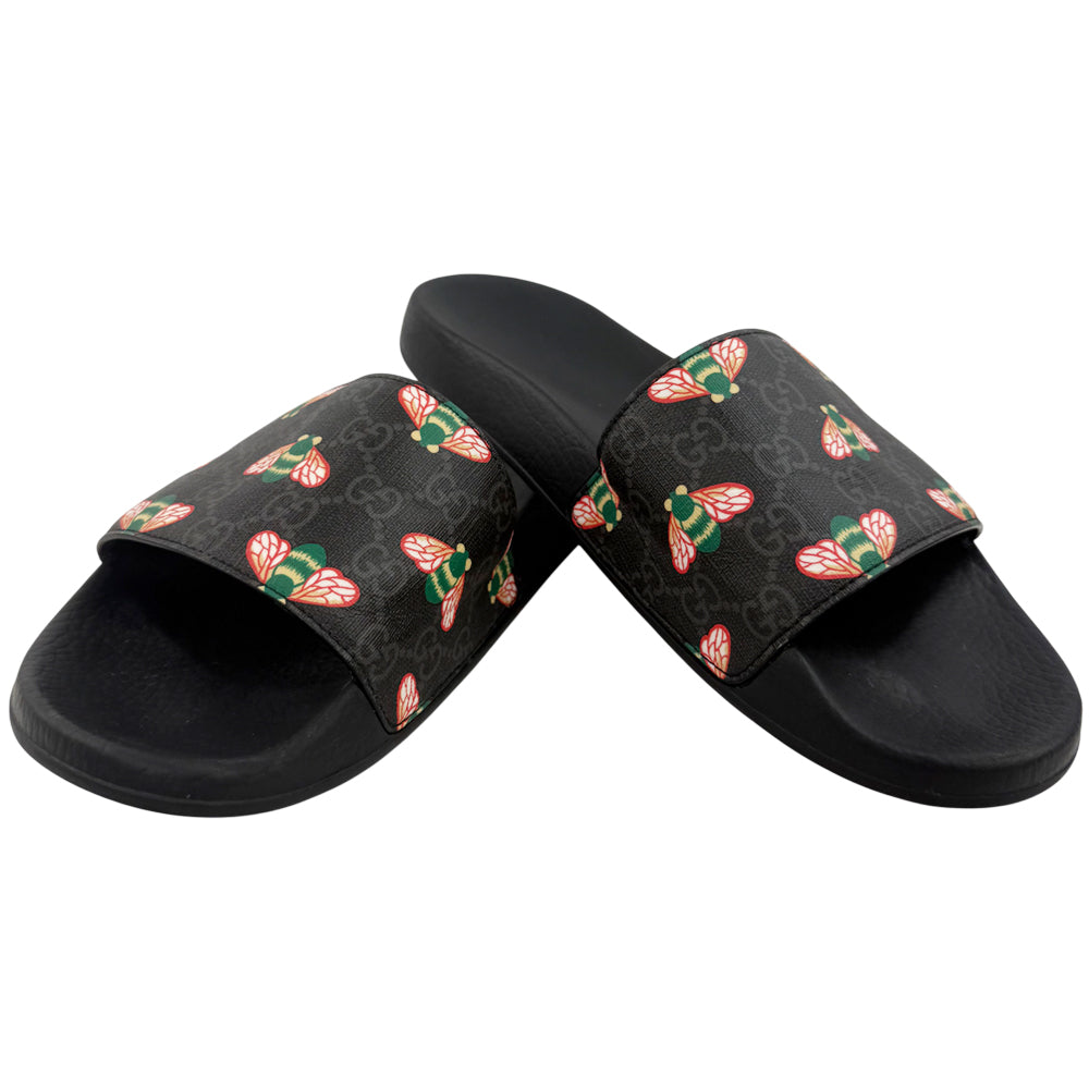 GUCCI GG Black Bee Sliders Size 8 UK LHQ1464