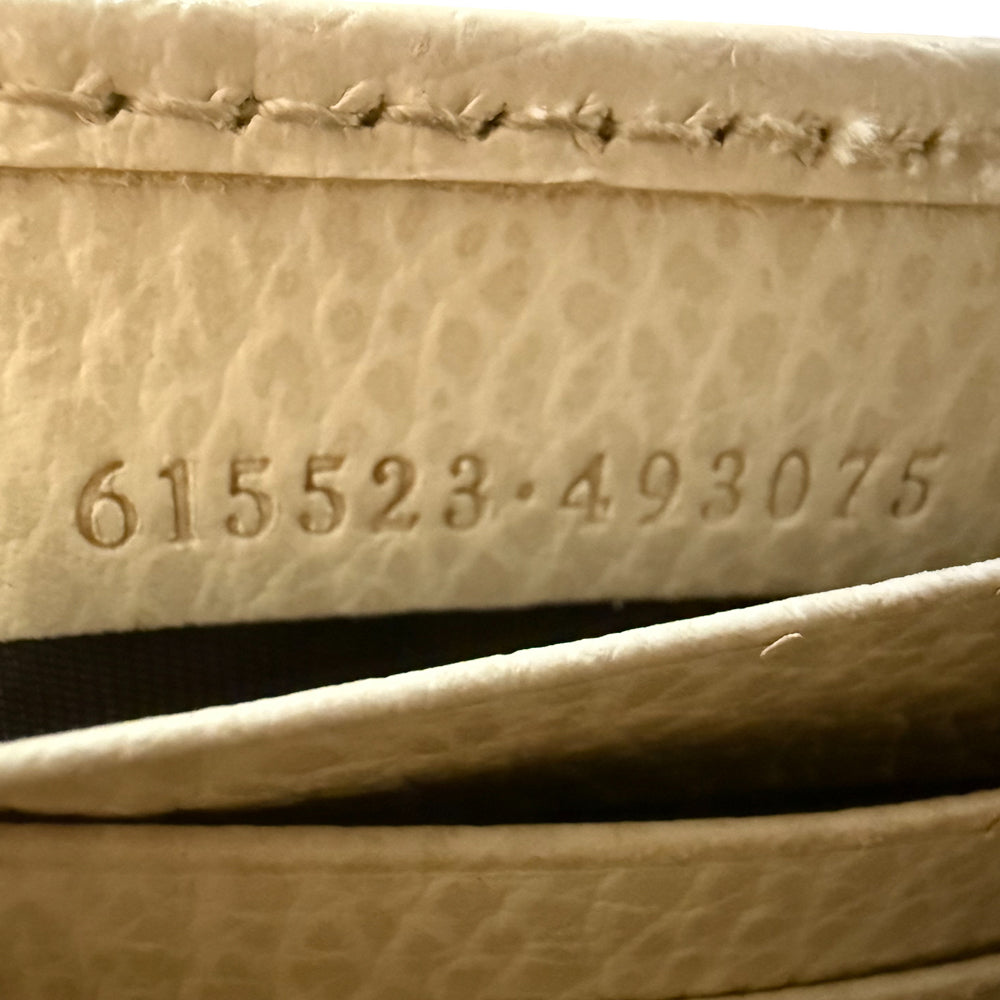 GUCCI GG Cream Leather Shoulder Clutch Bag LHQ1465