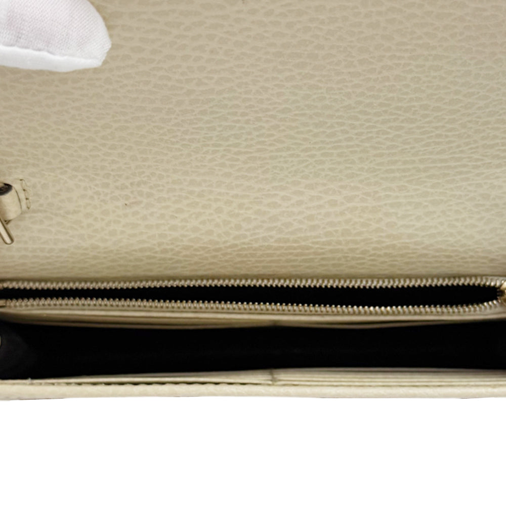 GUCCI GG Cream Leather Shoulder Clutch Bag LHQ1465
