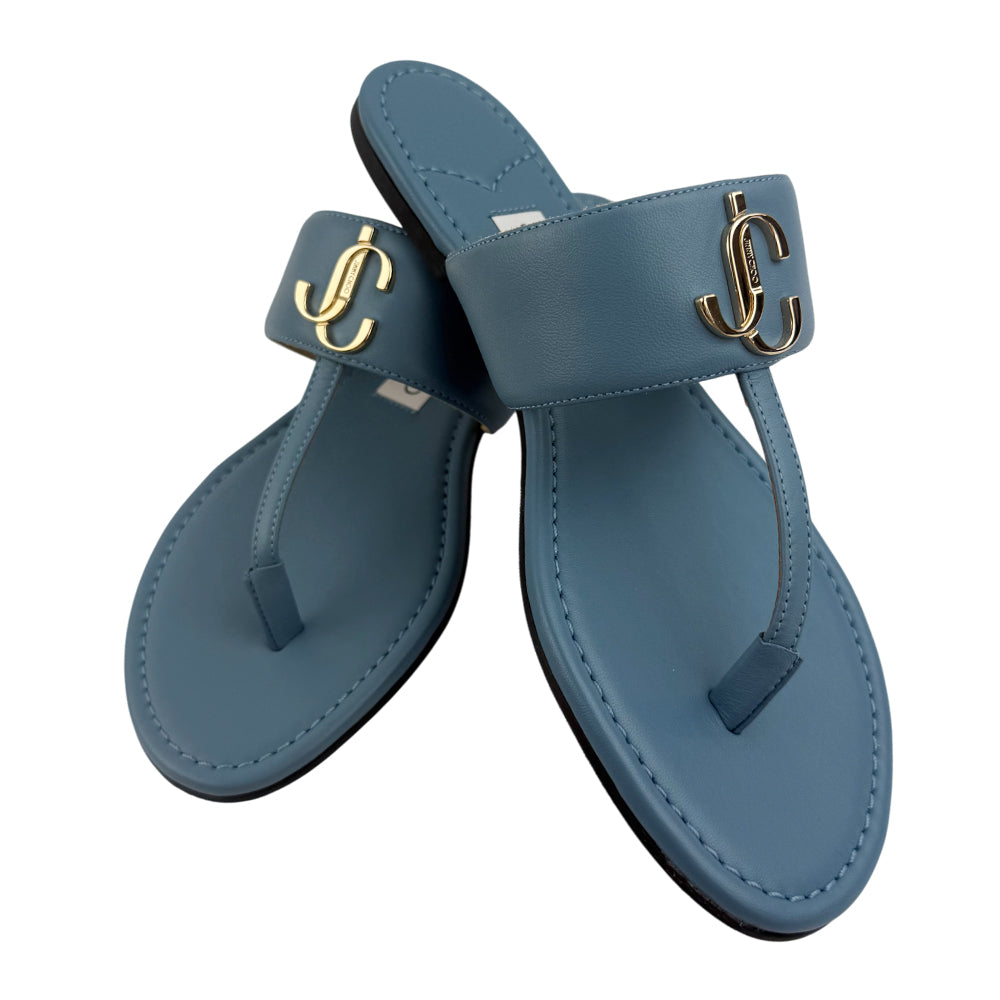 JIMMY CHOO Blue Leather Sandals Size UK 4 LHQ1471