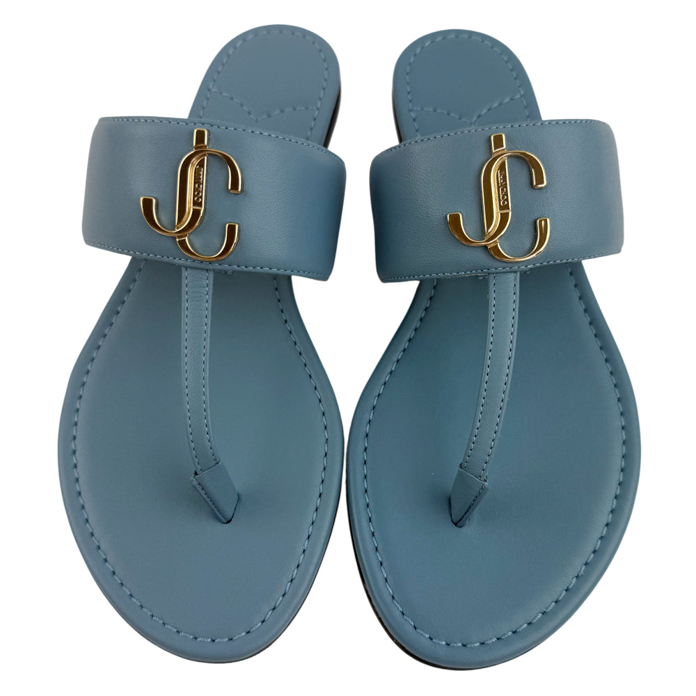 JIMMY CHOO Blue Leather Sandals Size UK 4 LHQ1471