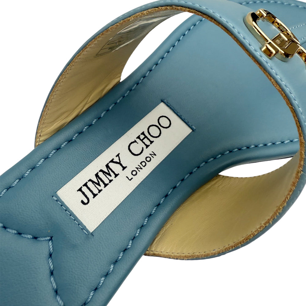 JIMMY CHOO Blue Leather Sandals Size UK 4 LHQ1471