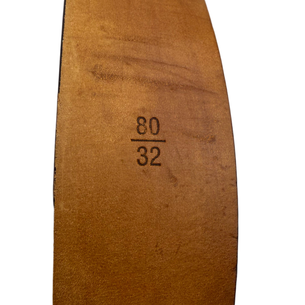 LOUIS VUITTON Damier Ebene Santur Carre Gold Buckle Belt Size 32" LHQ1478