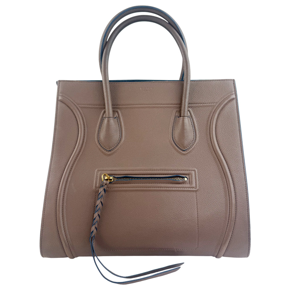 CELINE Phantom Brown Leather Medium Luggage Tote Bag LHQ1482