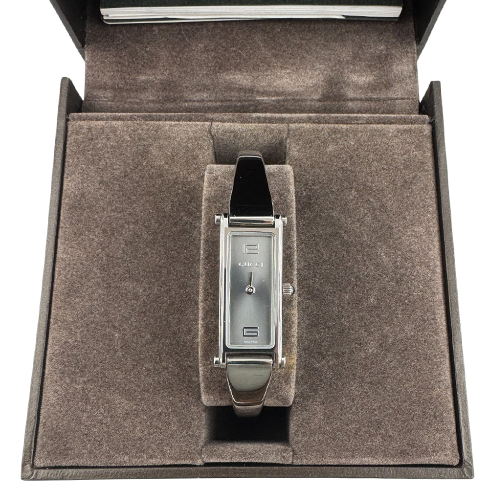 GUCCI Silver Grey Dial Stainless Steel Bangle Watch LHQ1486