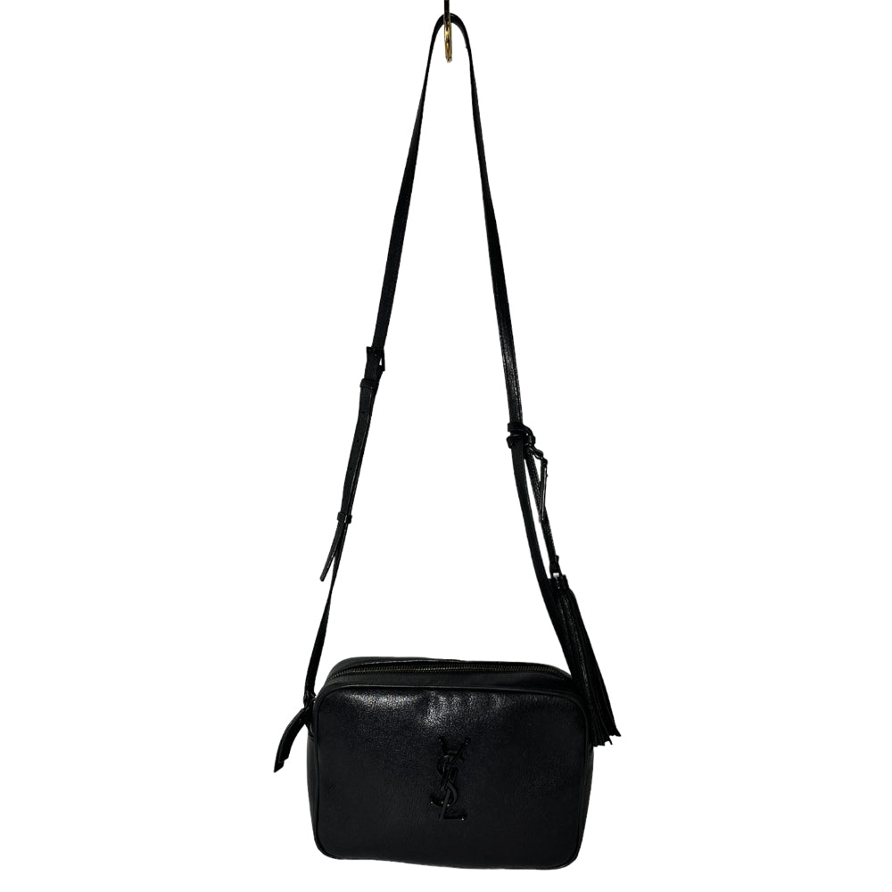 SAINT LAURENT Lou Camera Shoulder Bag Black Calfskin Leather LHQ150