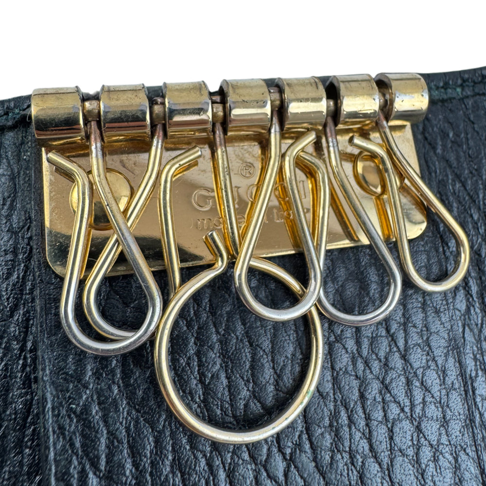 GUCCI GG Black Leather 6 Point Key Holder LHQ1505