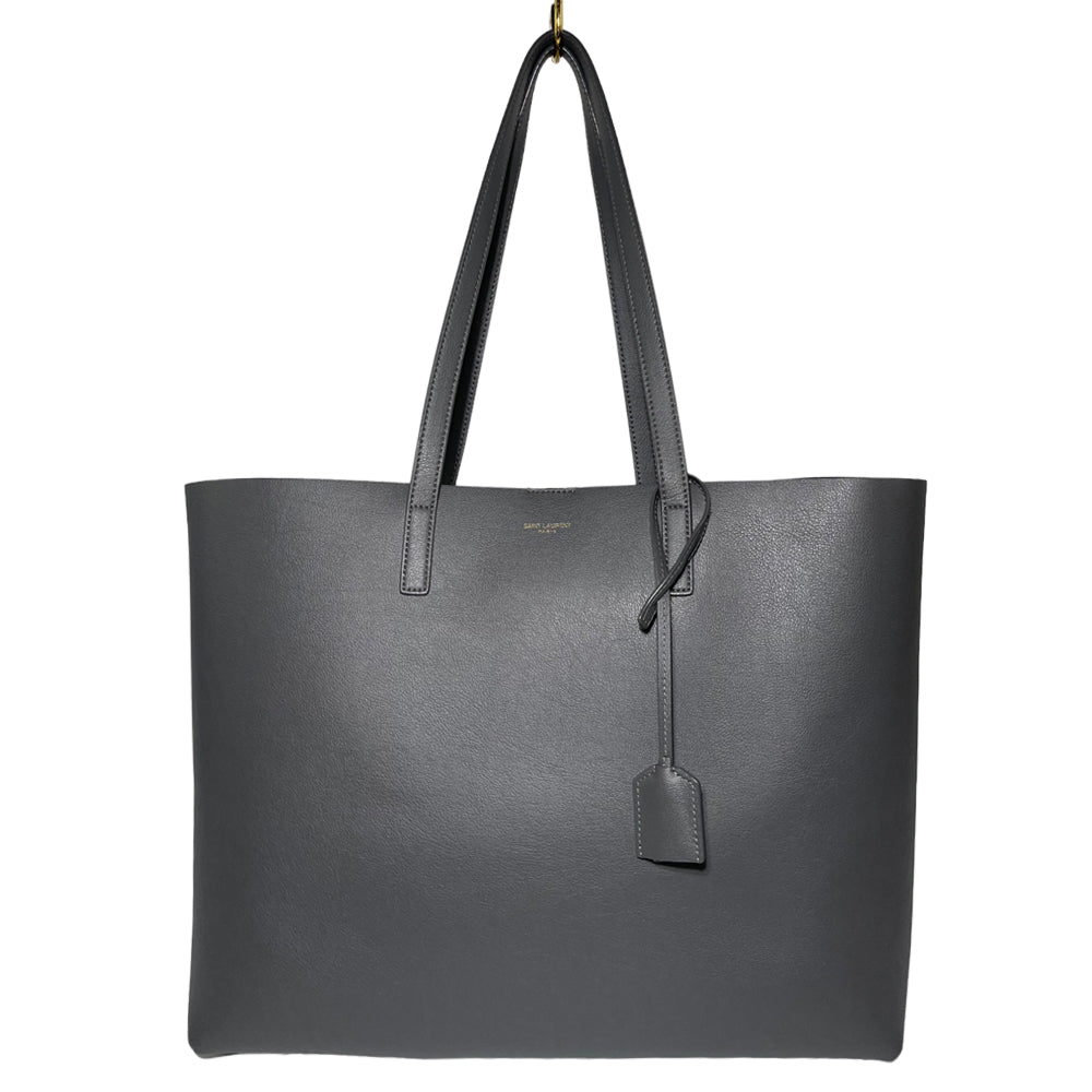 SAINT LAURENT Shopper Grey Leather Tote Bag LHQ151