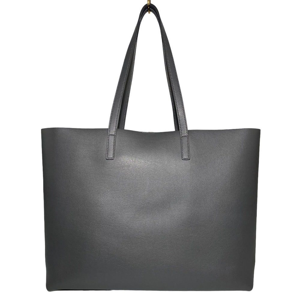 SAINT LAURENT Shopper Grey Leather Tote Bag LHQ151