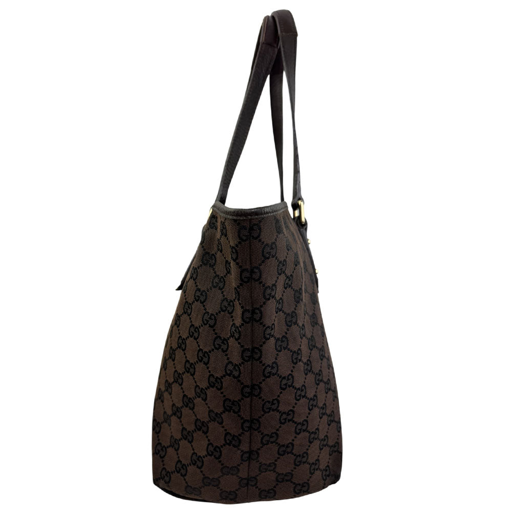 GUCCI GG Dark Brown Canvas Tote Bag LHQ1540