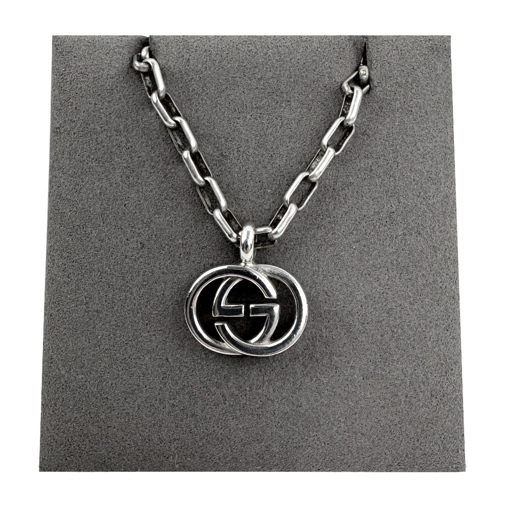 GUCCI Interlocking GG Silver Necklace LHQ1543