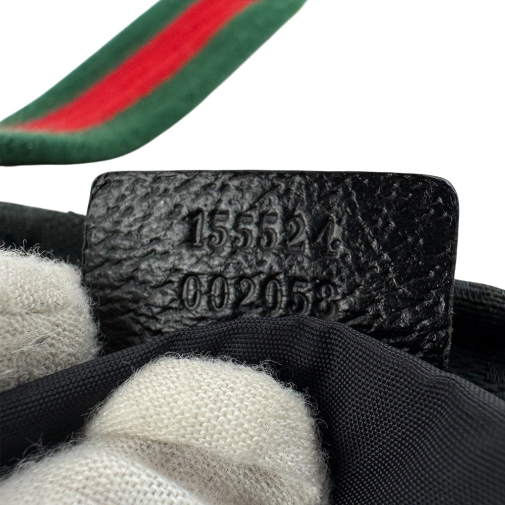 GUCCI GG Sherry Line Black Canvas Tote Shoulder Bag LHQ1559