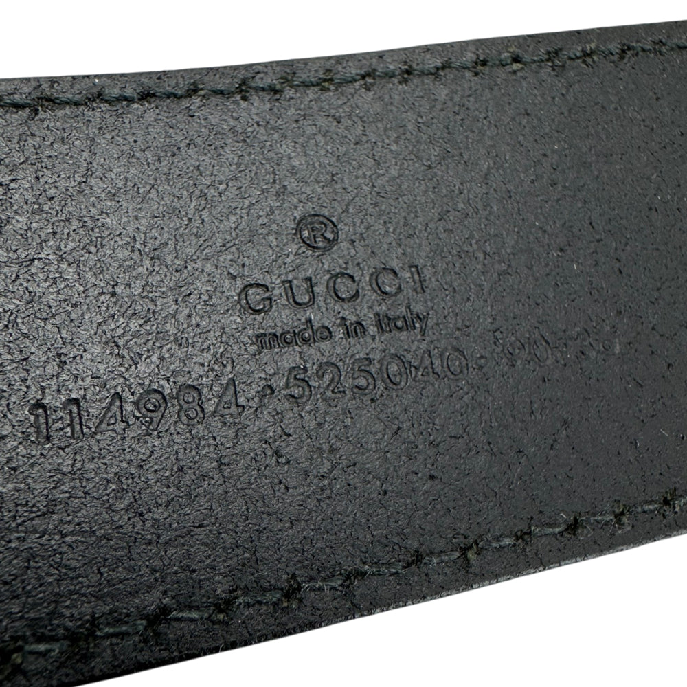 GUCCI GG Black Leather Belt Size 36" LHQ1574