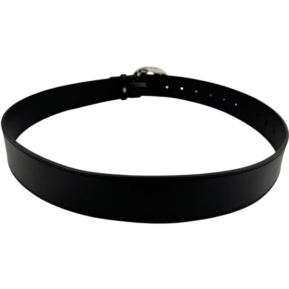 GUCCI GG Black Leather Belt Size 36" LHQ1574
